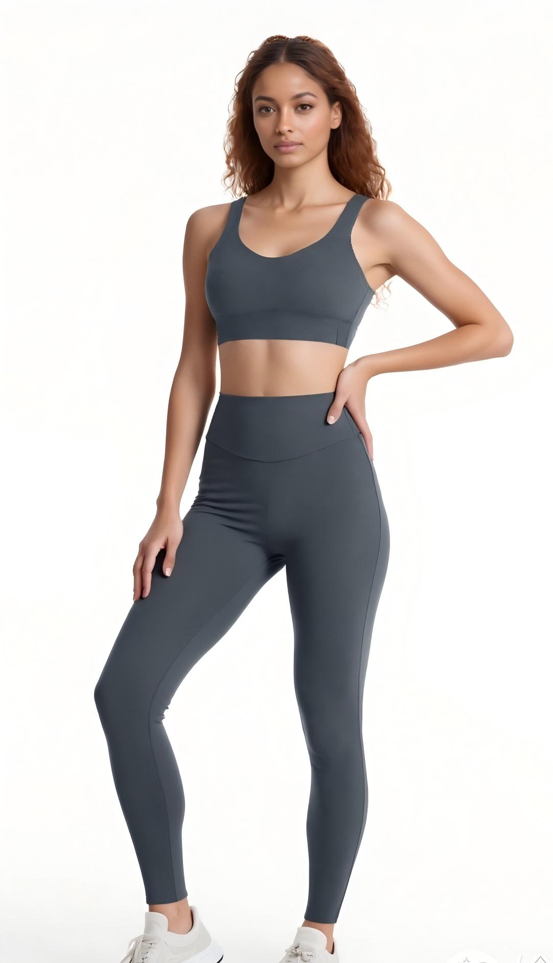 Women's Yoga Outfit - Workout Tank Top with High-Waisted Leggings